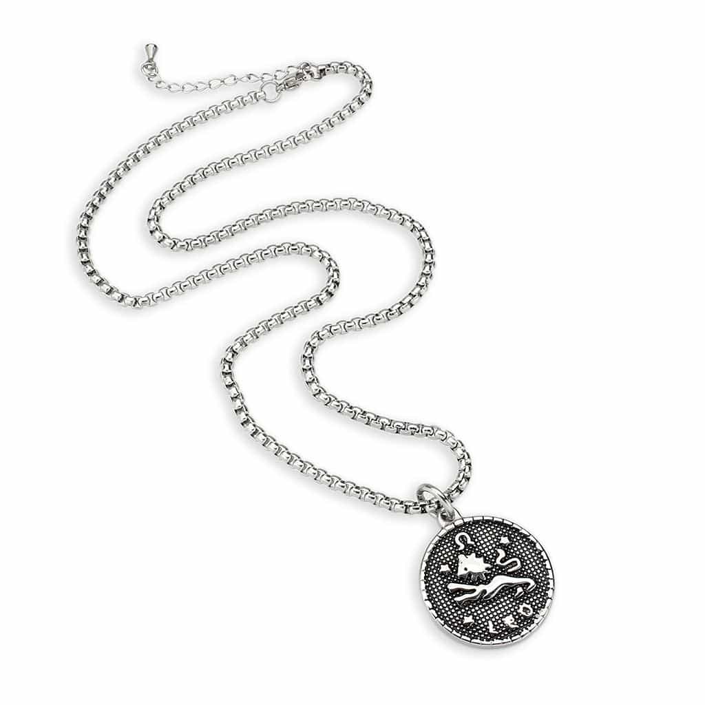Stainless Steel Silver Leo Zodiac Coin Pendant Chain Pendant view 4