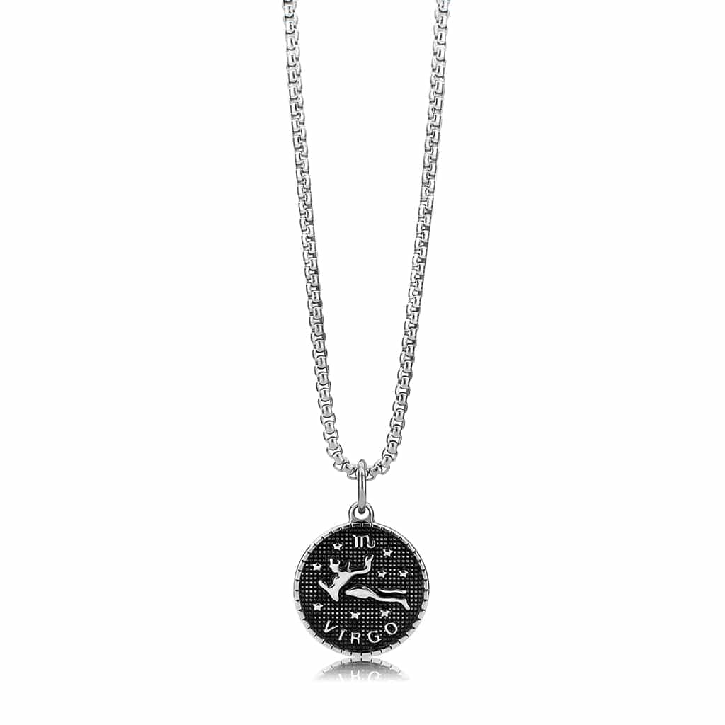 Stainless Steel Silver Virgo Zodiac Coin Pendant Chain Pendant view 2