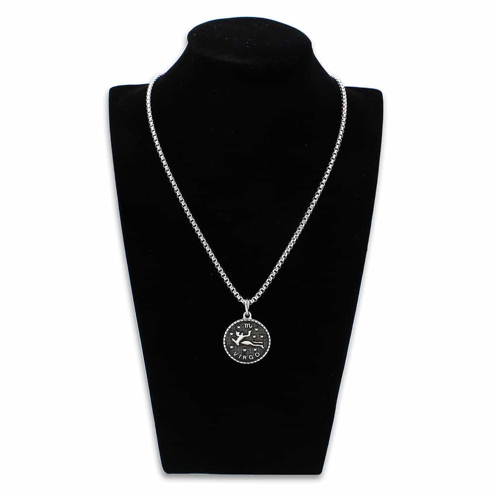 Stainless Steel Silver Virgo Zodiac Coin Pendant Chain Pendant view 3