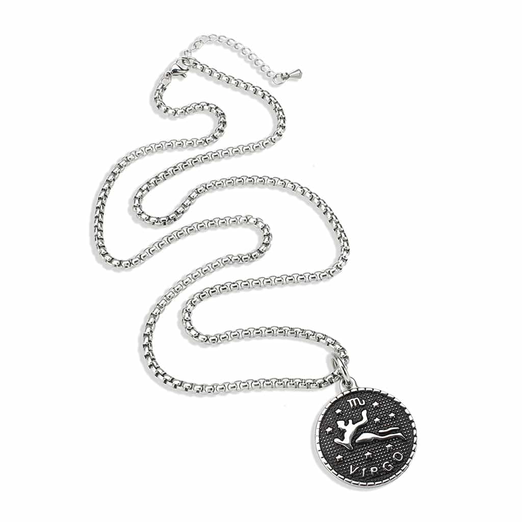 Stainless Steel Silver Virgo Zodiac Coin Pendant Chain Pendant view 4