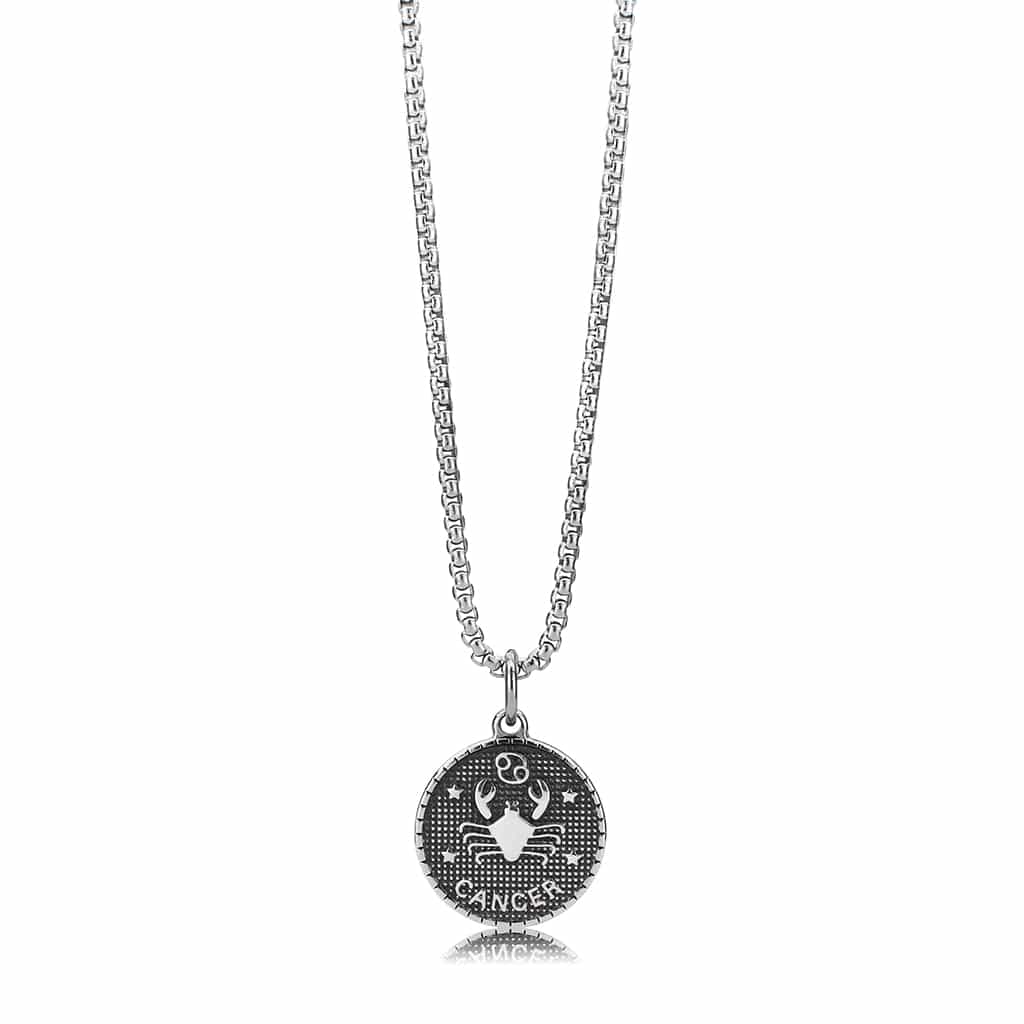Stainless Steel Silver Cancer Zodiac Coin Pendant Chain Pendant view 2