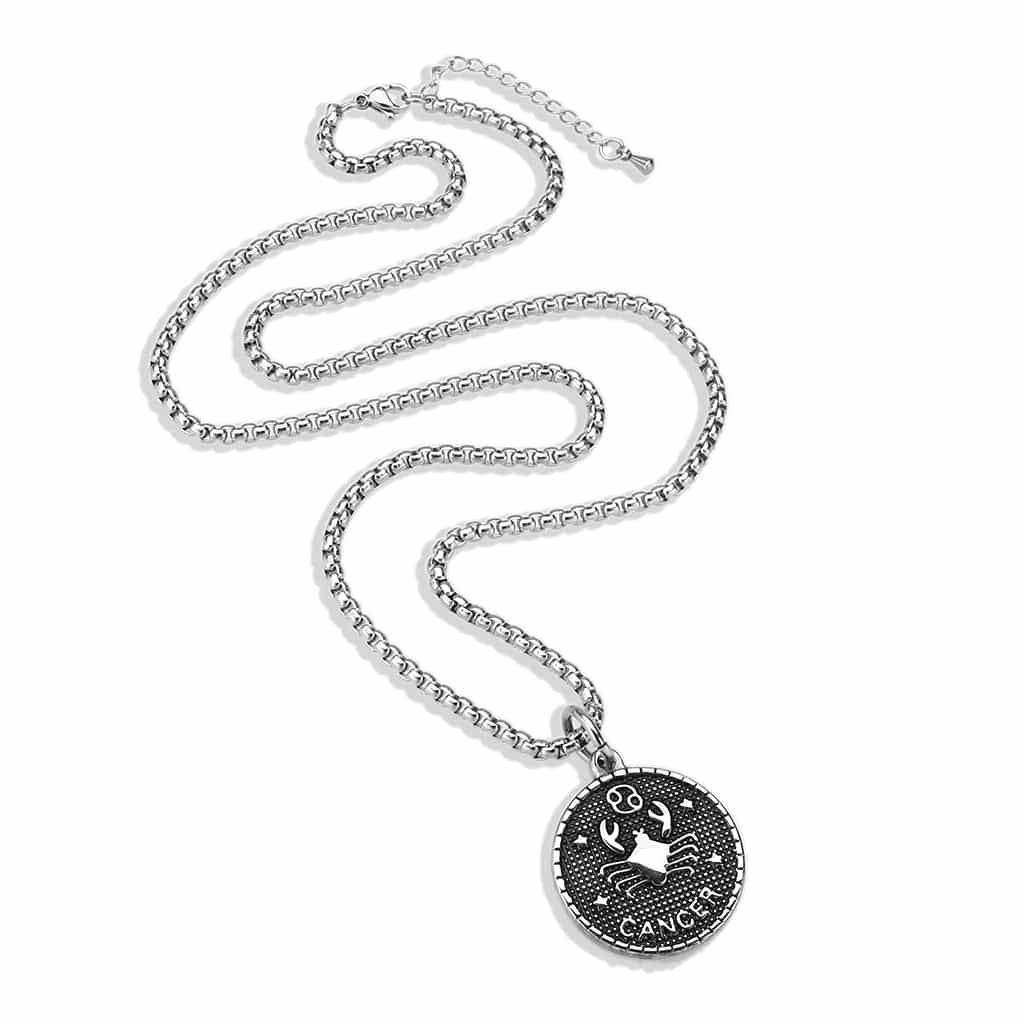 Stainless Steel Silver Cancer Zodiac Coin Pendant Chain Pendant view 4