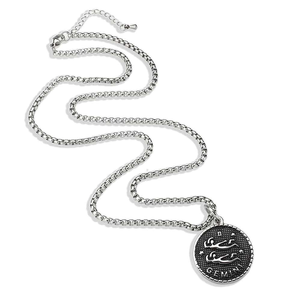 Stainless Steel Silver Gemini Zodiac Coin Pendant Chain Pendant view 4