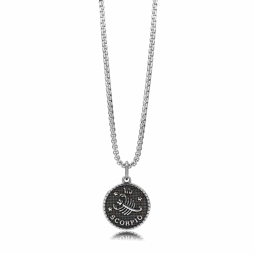 Stainless Steel Silver Scorpio Zodiac Coin Pendant Chain Pendant view 2