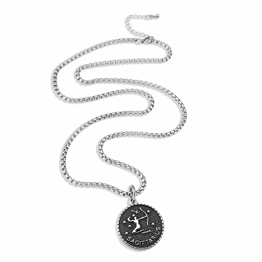 Stainless Steel Silver Sagittarius Zodiac Coin Pendant Pendant view 4