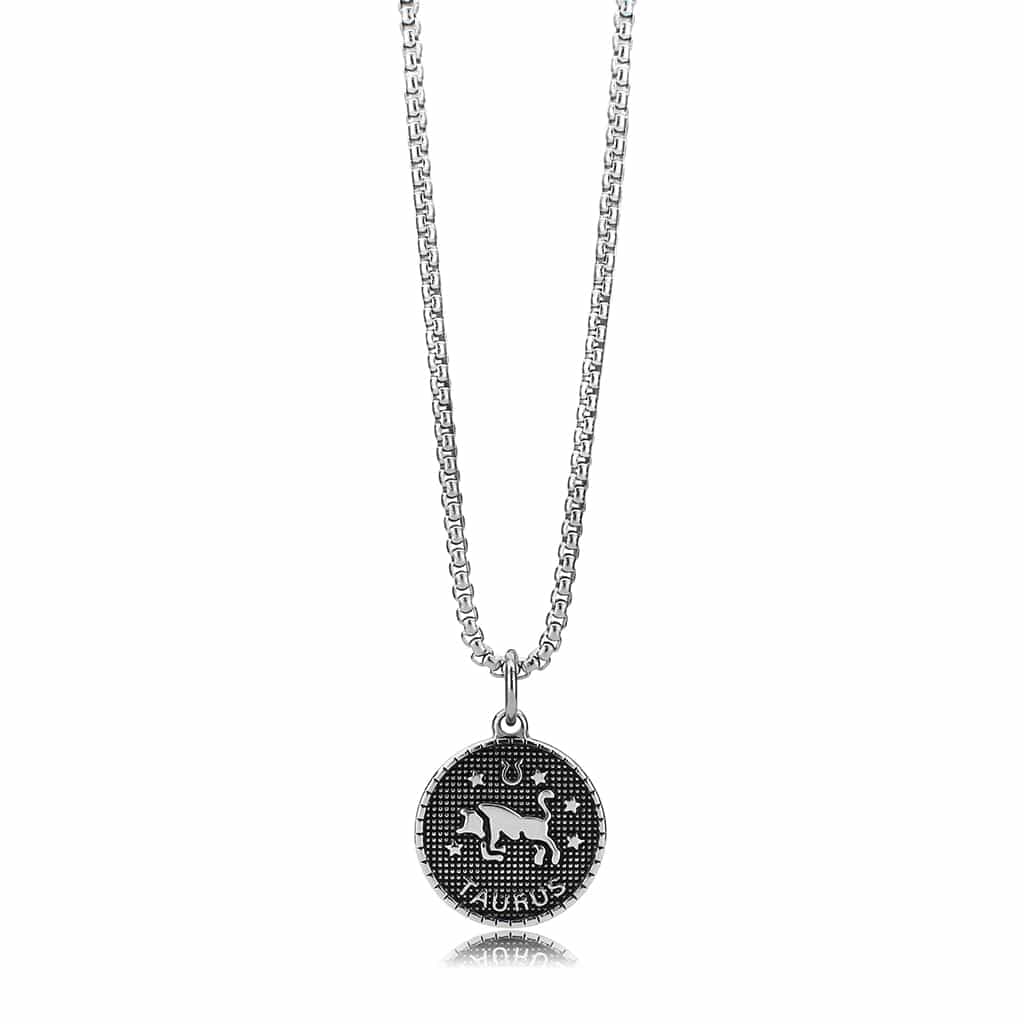 Stainless Steel Silver Taurus Zodiac Coin Pendant Chain Pendant view 2