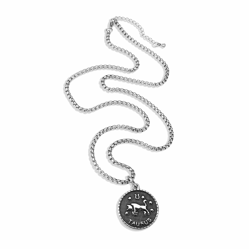 Stainless Steel Silver Taurus Zodiac Coin Pendant Chain Pendant view 4