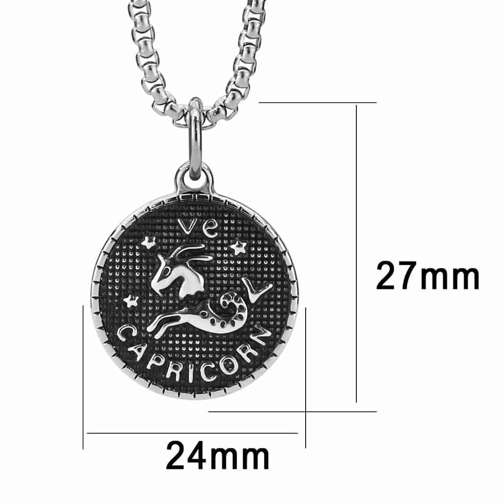 Stainless Steel Silver Capricorn Zodiac Coin Pendant Pendant view 1