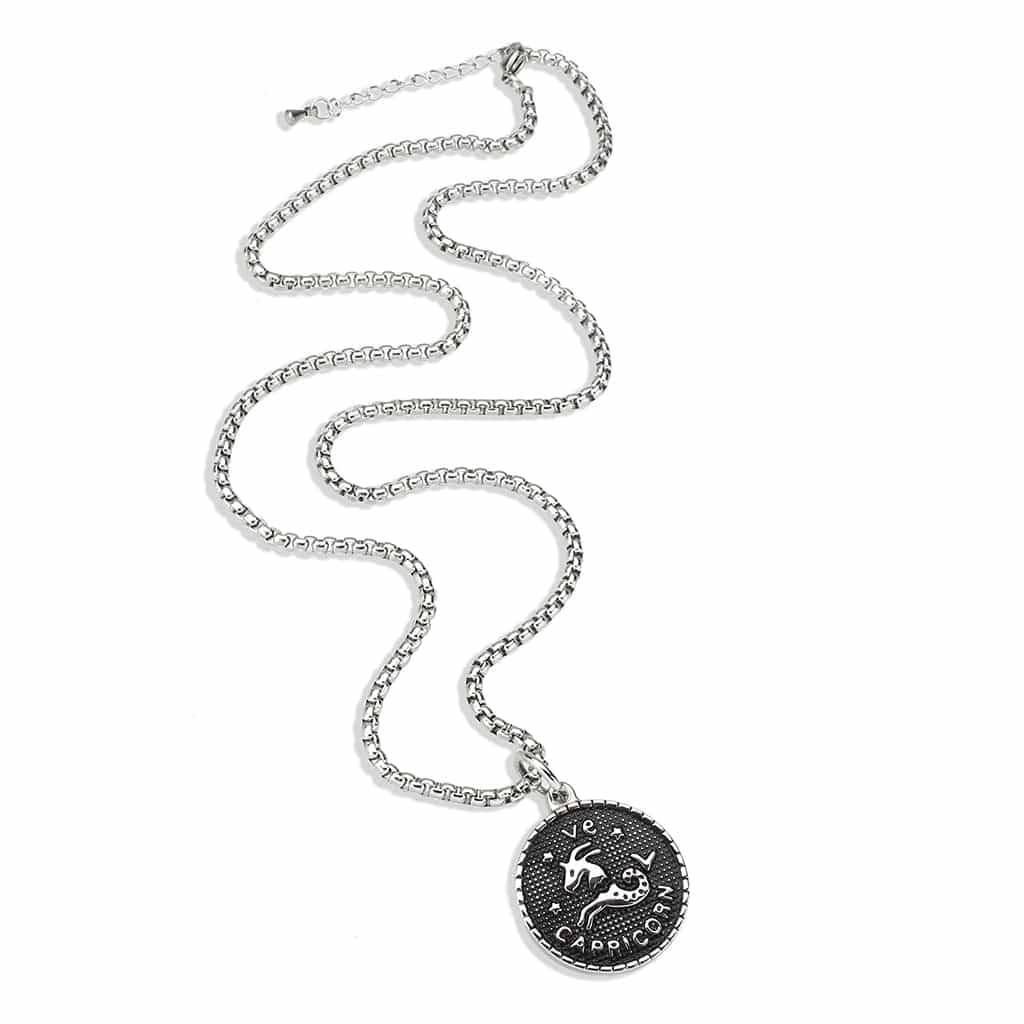 Stainless Steel Silver Capricorn Zodiac Coin Pendant Pendant view 4