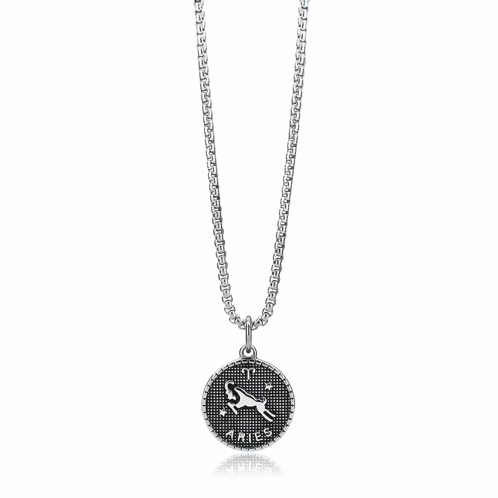 Stainless Steel Silver Aries Zodiac Coin Pendant Chain Pendant view 2