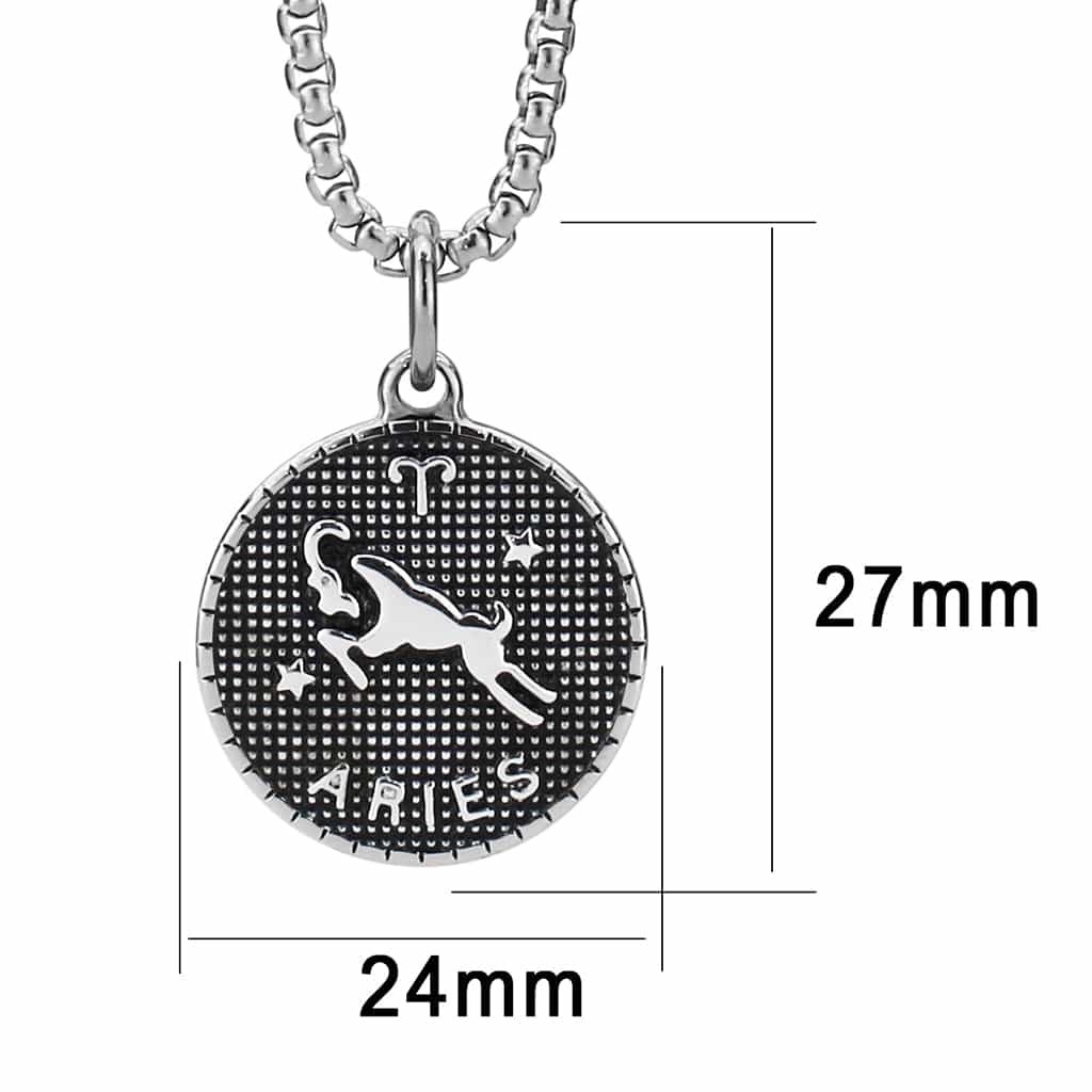 Stainless Steel Silver Aries Zodiac Coin Pendant Chain Pendant view 1