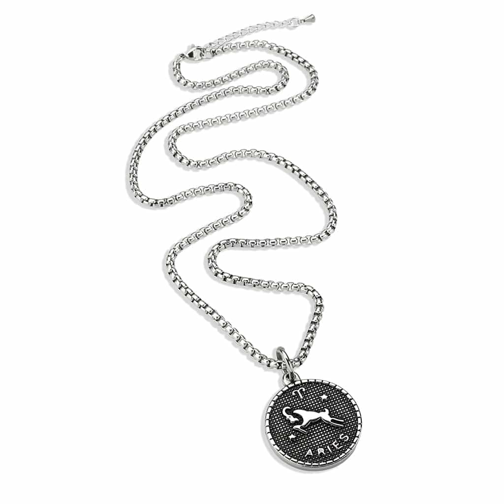 Stainless Steel Silver Aries Zodiac Coin Pendant Chain Pendant view 4