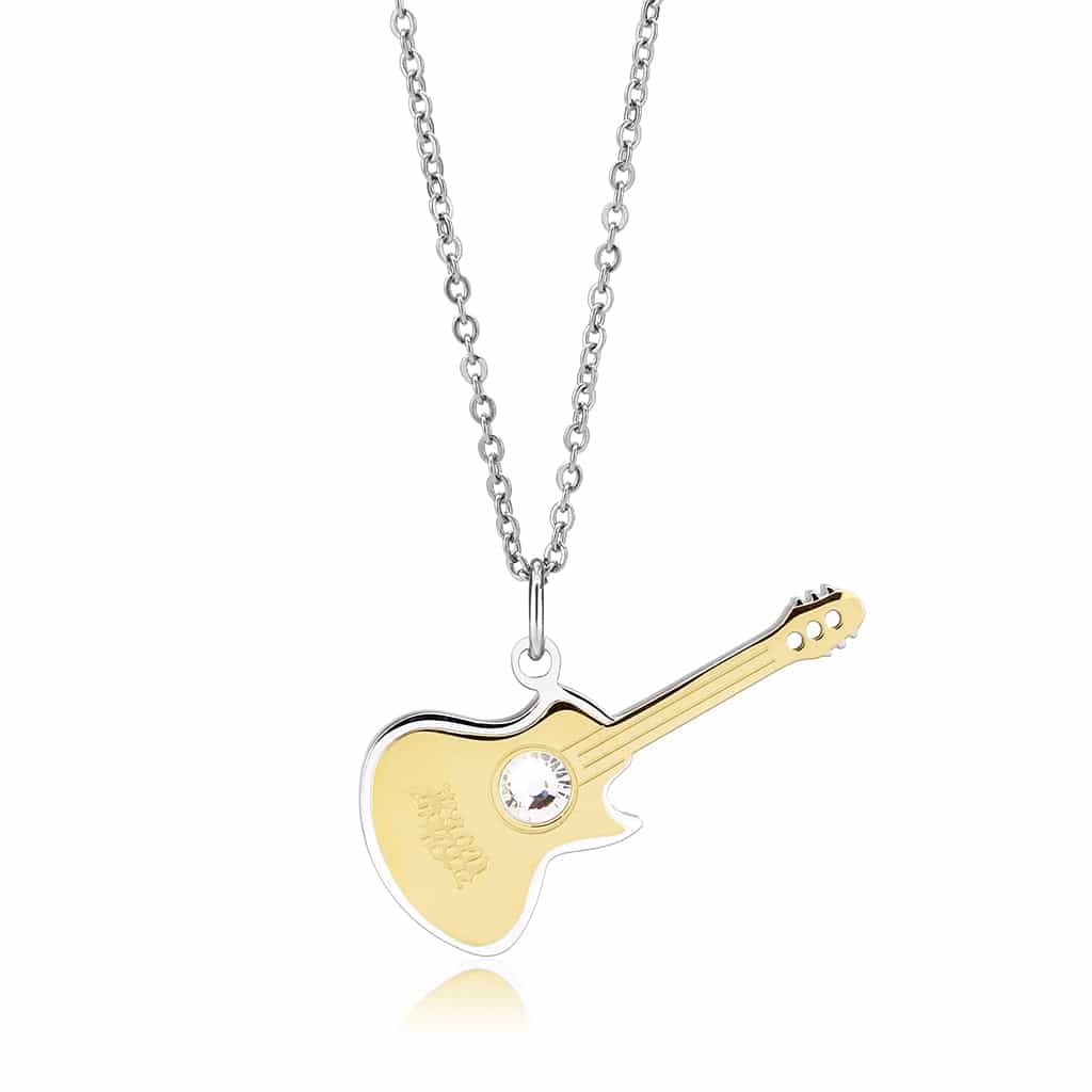 Stainless Steel Gold IP Guitar CZ Novelty Pendant Chain Pendant view 4