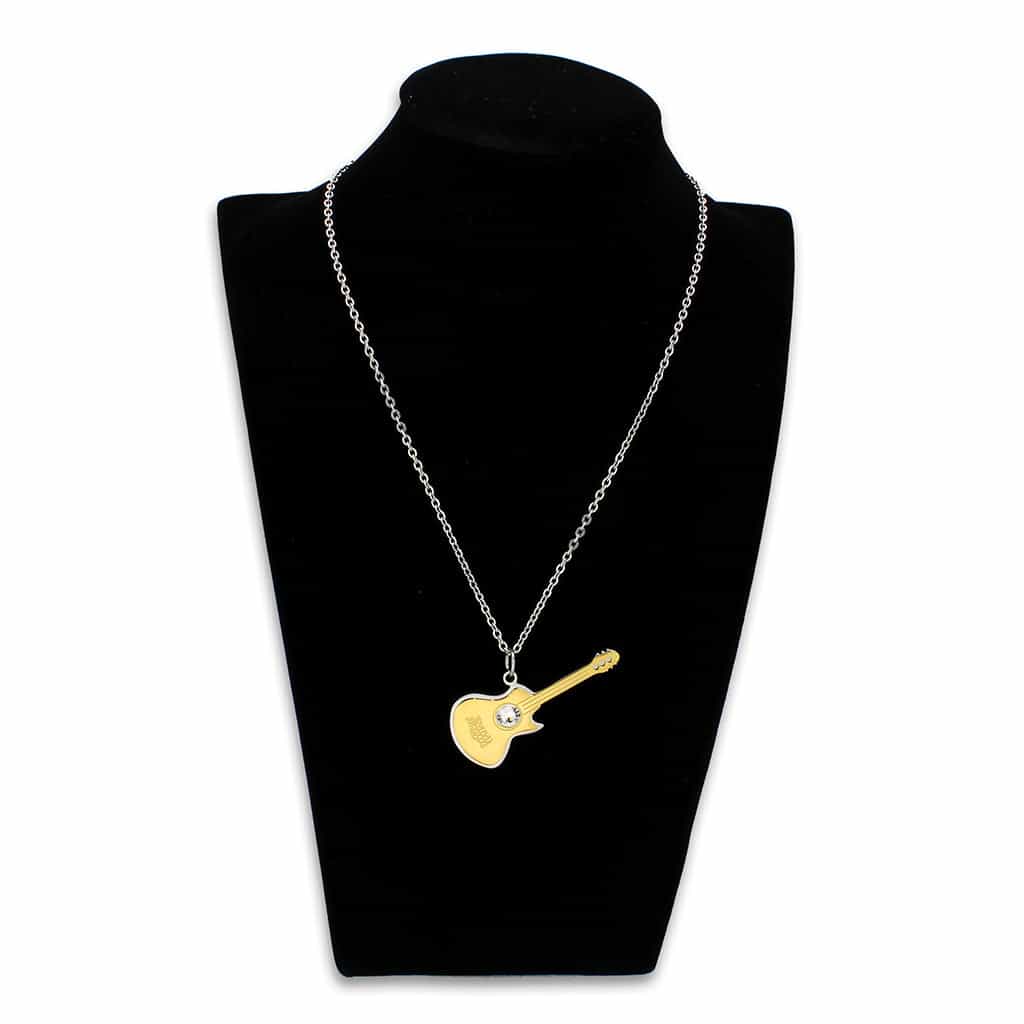 Stainless Steel Gold IP Guitar CZ Novelty Pendant Chain Pendant view 2