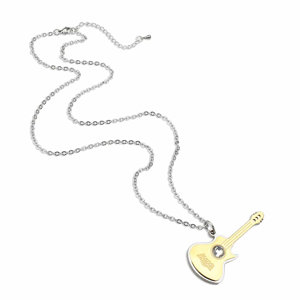 Stainless Steel Gold IP Guitar CZ Novelty Pendant Chain Pendant view 3