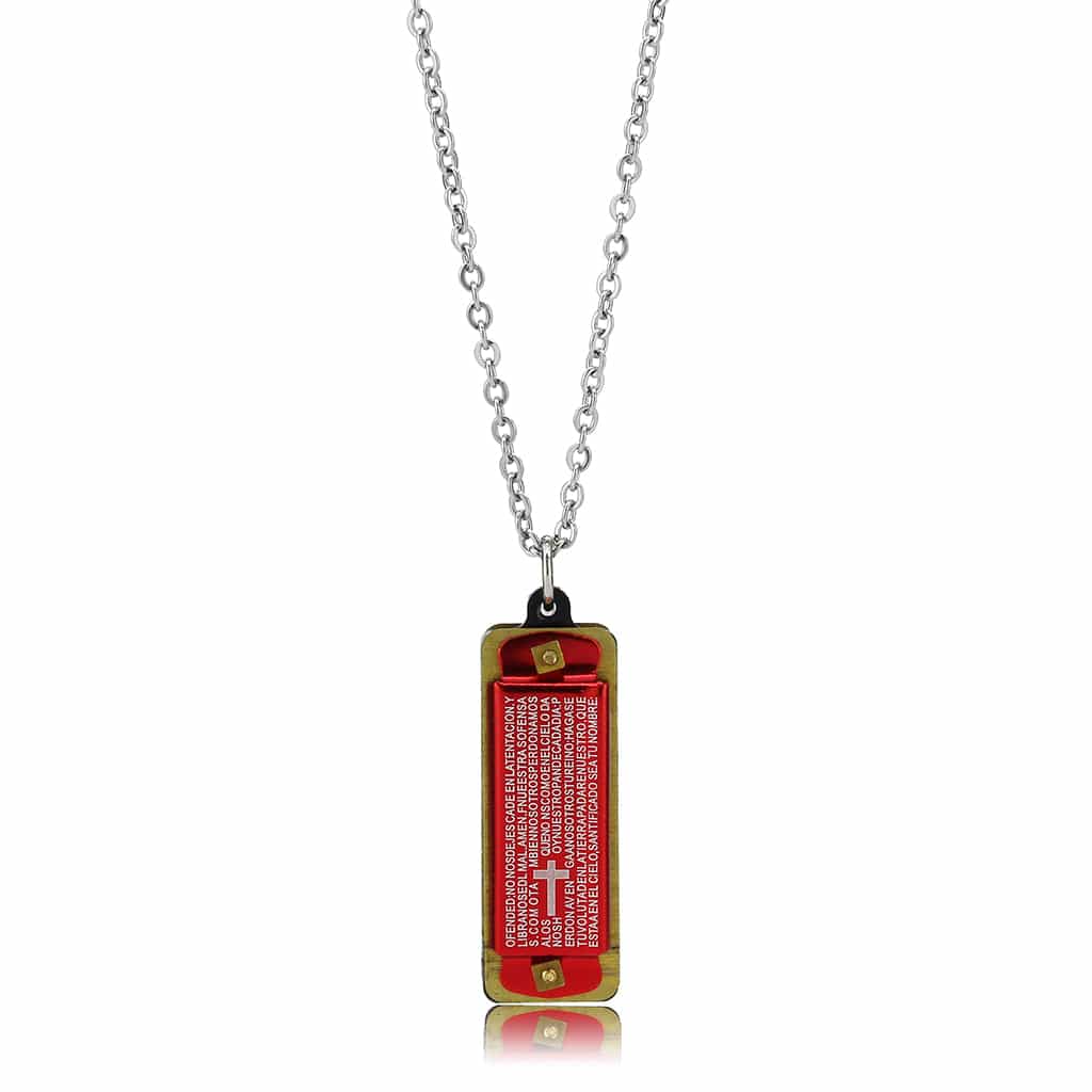 Stainless Steel Red Enamel Cross Prayer Dog Tag Pendant Pendant view 4