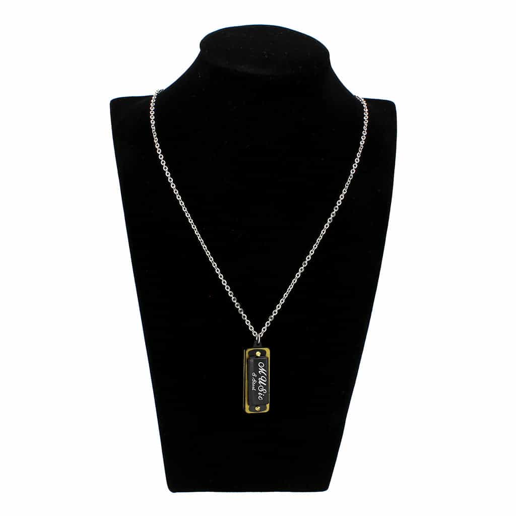 Stainless Steel Gold IP Music Harmonica Novelty Pendant Pendant view 2