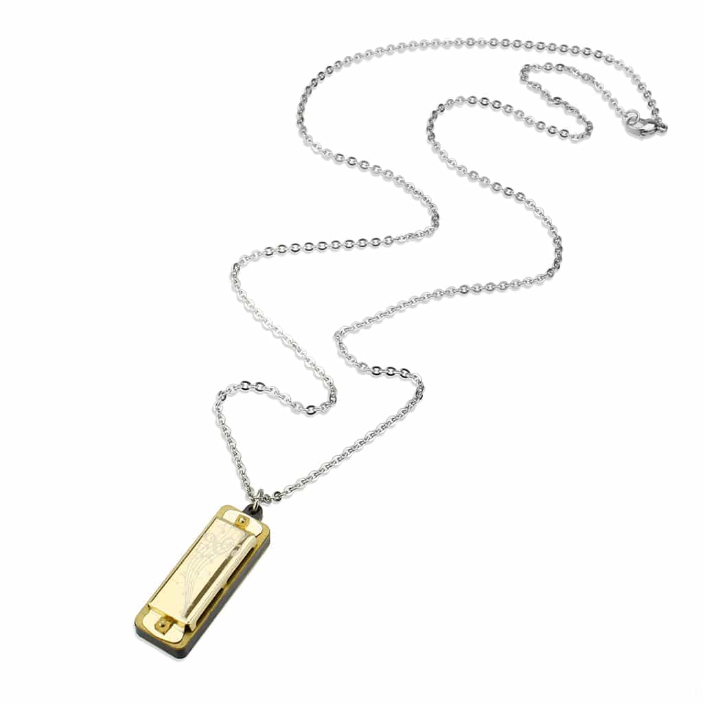 Stainless Steel Silver Music Harmonica Novelty Pendant Pendant view 3