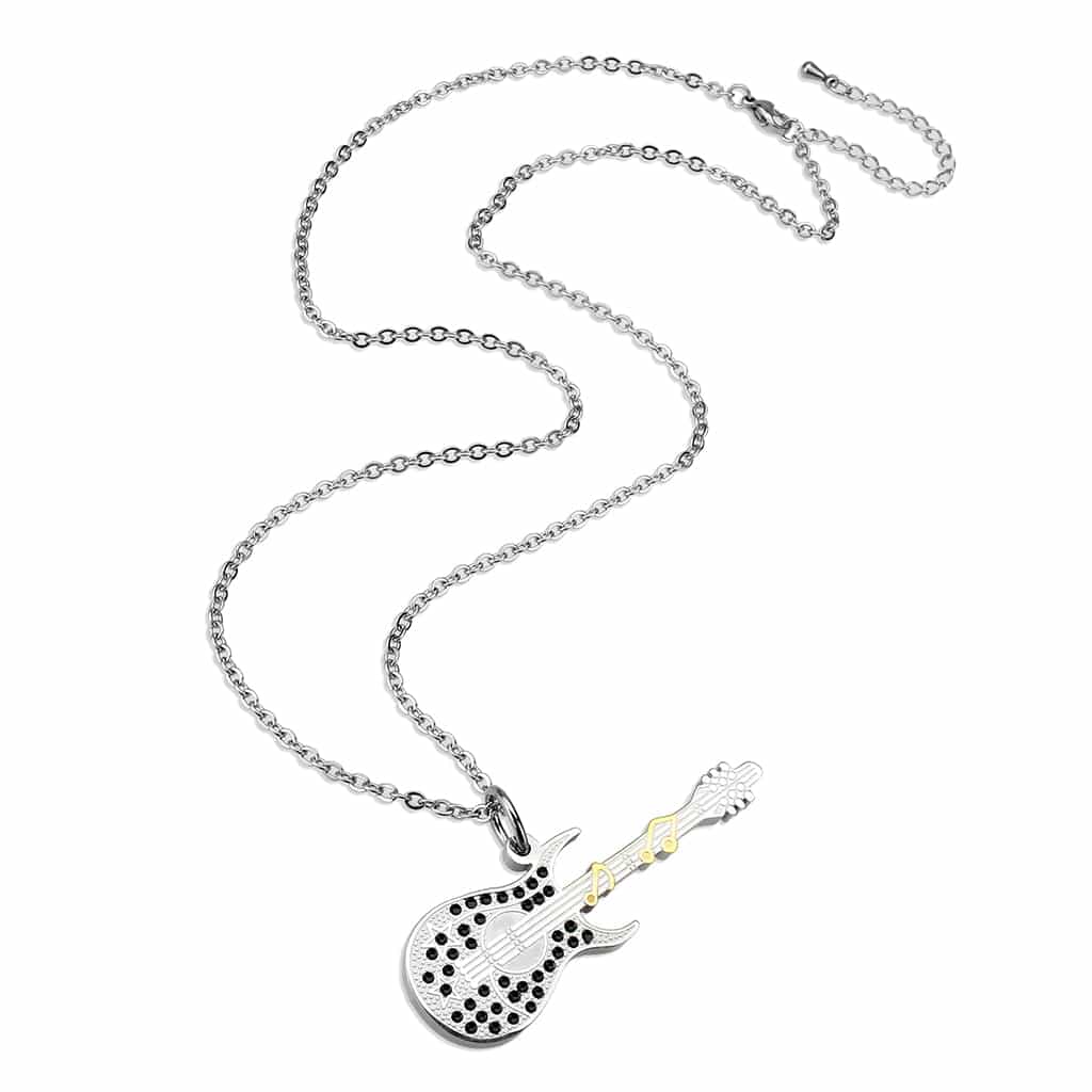 Stainless Steel Silver Two Tone Guitar CZ Novelty Pendant Pendant view 3
