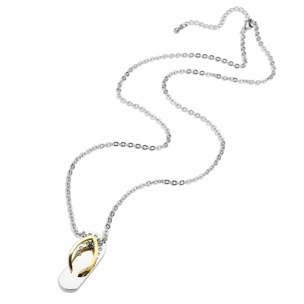 Stainless Steel Gold IP Flip Flop CZ Novelty Pendant Pendant view 3