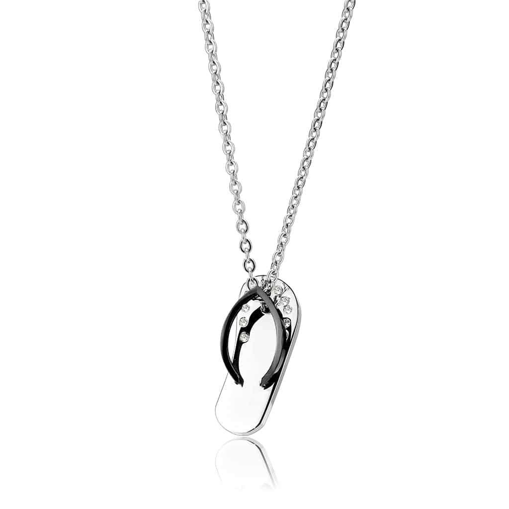 Stainless Steel Silver Flip Flop CZ Novelty Pendant Chain Pendant view 4