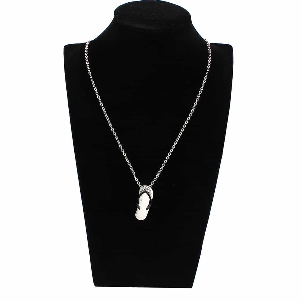 Stainless Steel Silver Flip Flop CZ Novelty Pendant Chain Pendant view 2