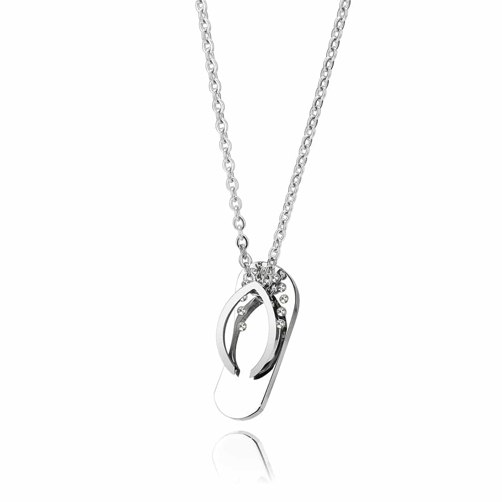 Stainless Steel Black Enamel Flip Flop CZ Novelty Pendant Pendant view 4