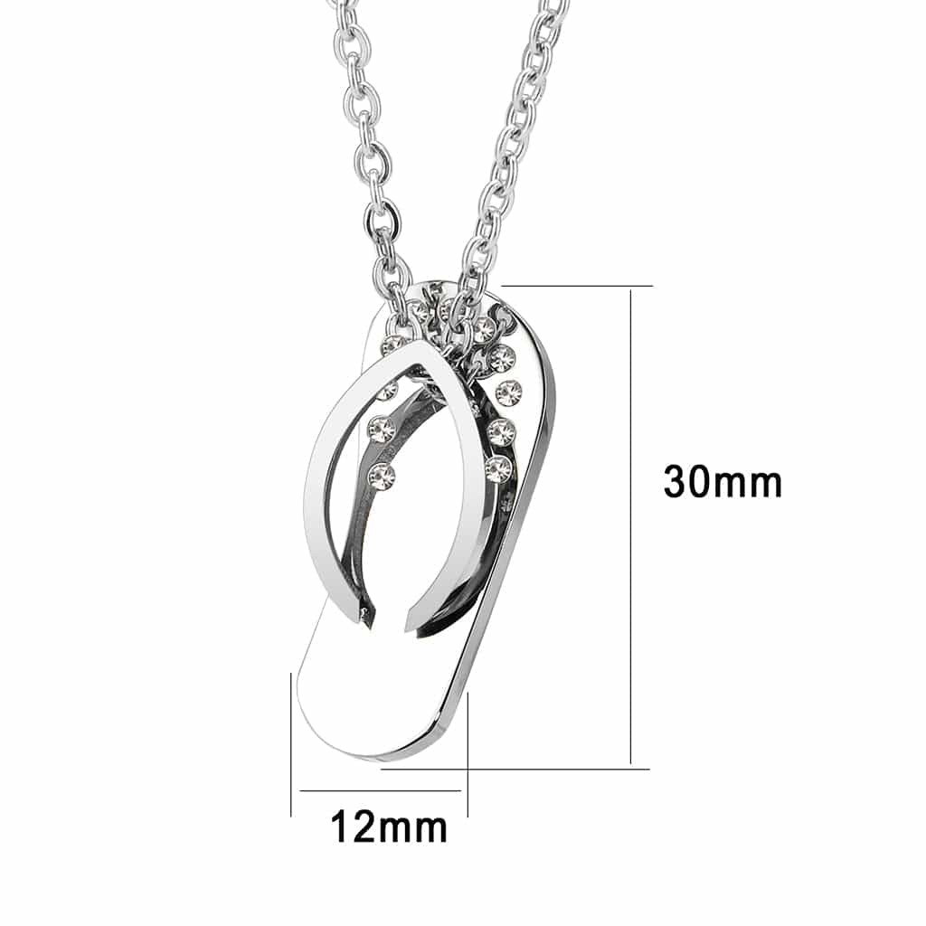 Stainless Steel Black Enamel Flip Flop CZ Novelty Pendant Pendant view 1