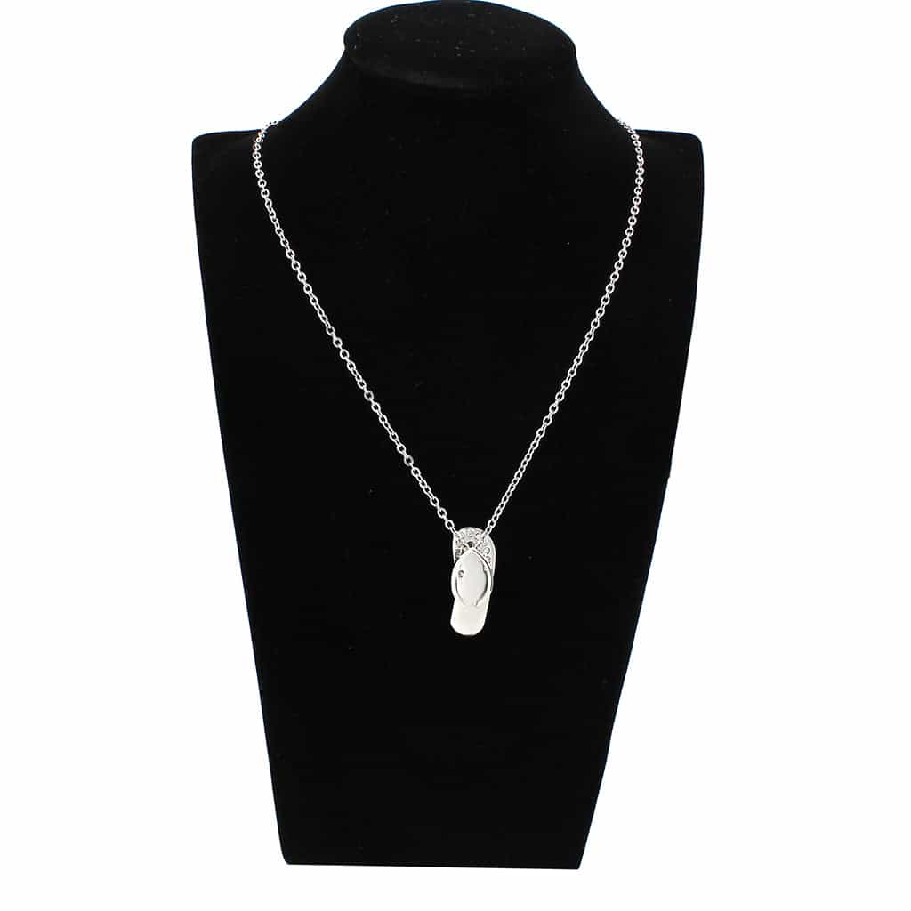 Stainless Steel Black Enamel Flip Flop CZ Novelty Pendant Pendant view 2