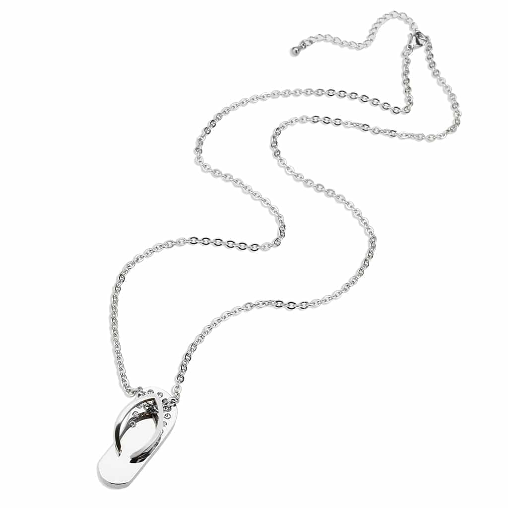 Stainless Steel Black Enamel Flip Flop CZ Novelty Pendant Pendant view 3