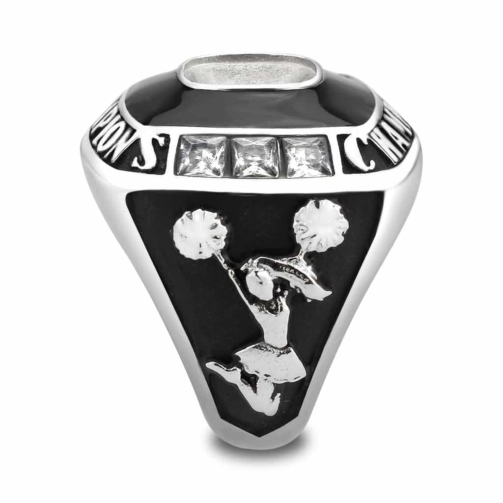 Stainless Steel Silver CZ Cushion Champions Class Mens Ring view 8