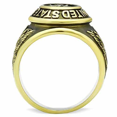 Stainless Steel Gold IP US Veteran Seal Military Signet Ring view 9