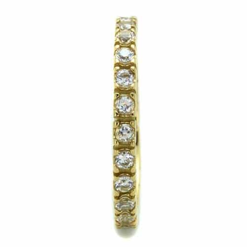 Stainless Steel Gold IP CZ Round Prong Eternity Band Ring view 8