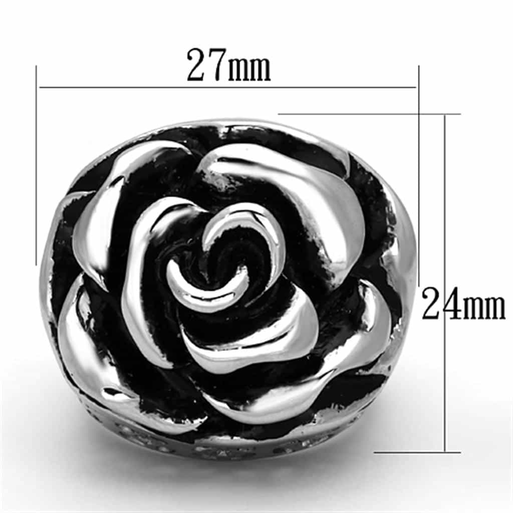 Stainless Steel Silver 3D Rose Flower Leopard Texture Ring view 6