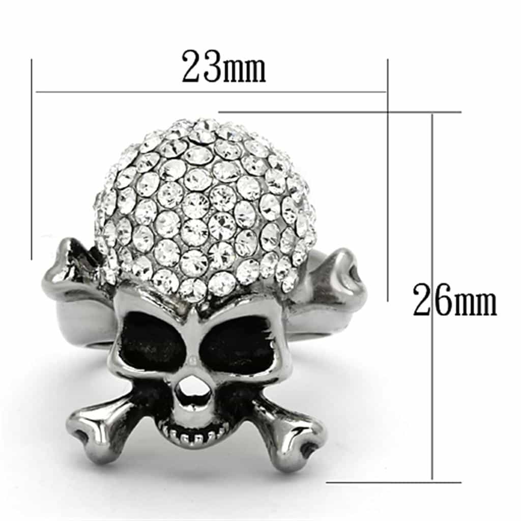 Stainless Steel Silver CZ Pave Skull Crossbones Biker Ring view 6