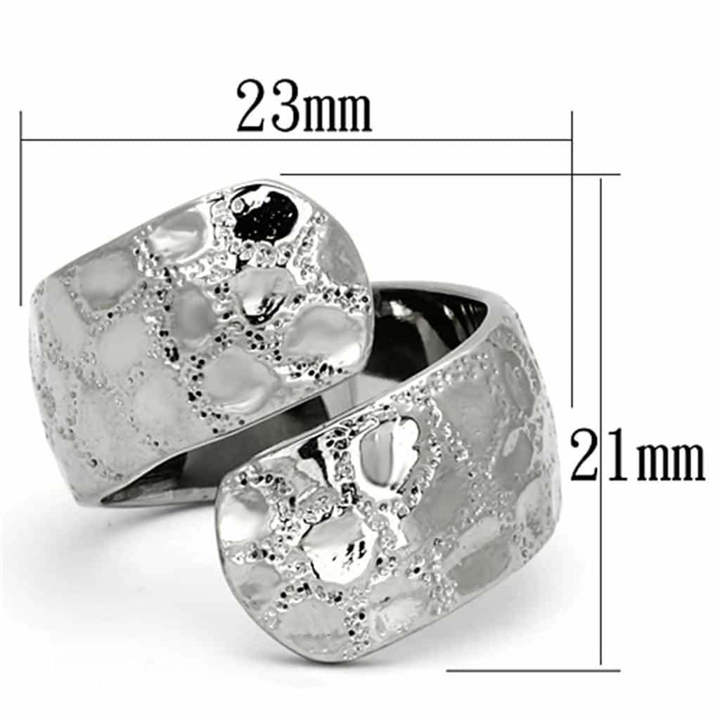 Stainless Steel Silver Textured Bubble Circle Wide Band Ring view 6