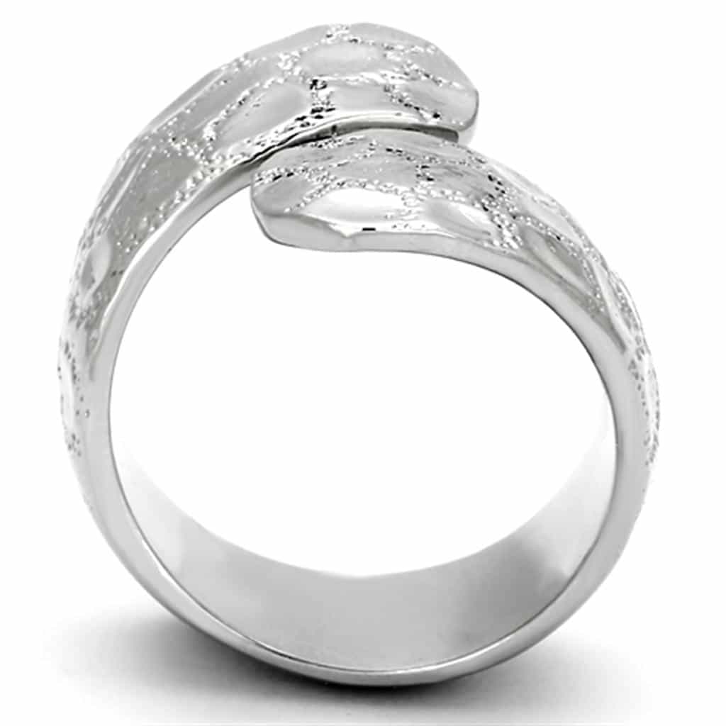 Stainless Steel Silver Textured Bubble Circle Wide Band Ring view 7