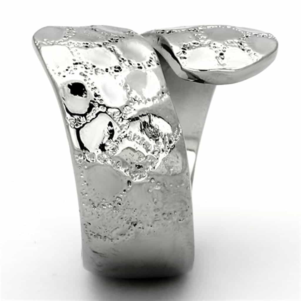 Stainless Steel Silver Textured Bubble Circle Wide Band Ring view 8