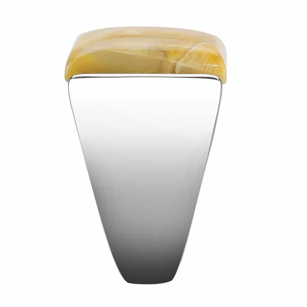 Stainless Steel Silver Jasper Rectangle Flat Mens Signet Ring view 4