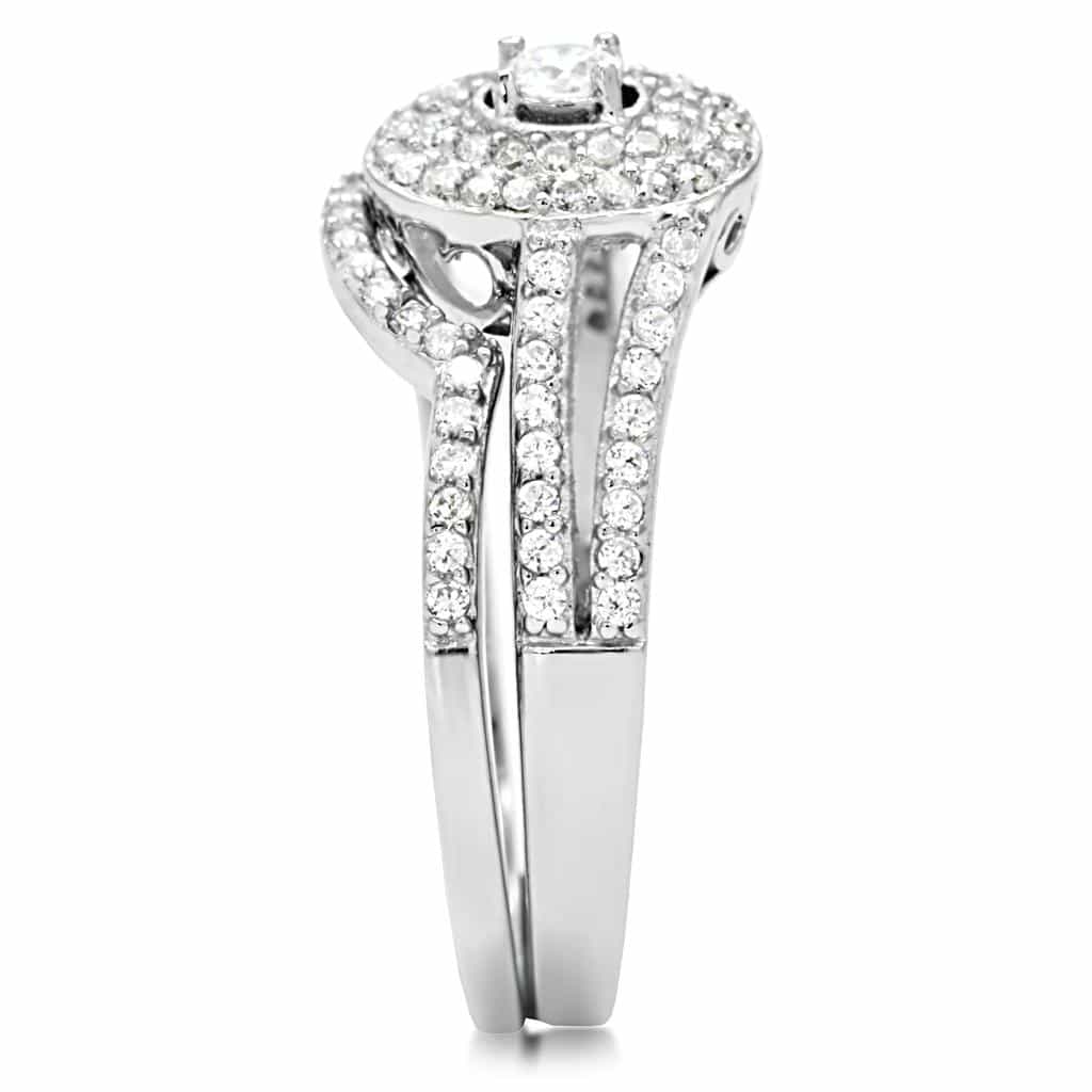 Sterling Silver CZ Round Bezel Halo Pave Thin Ring view 5