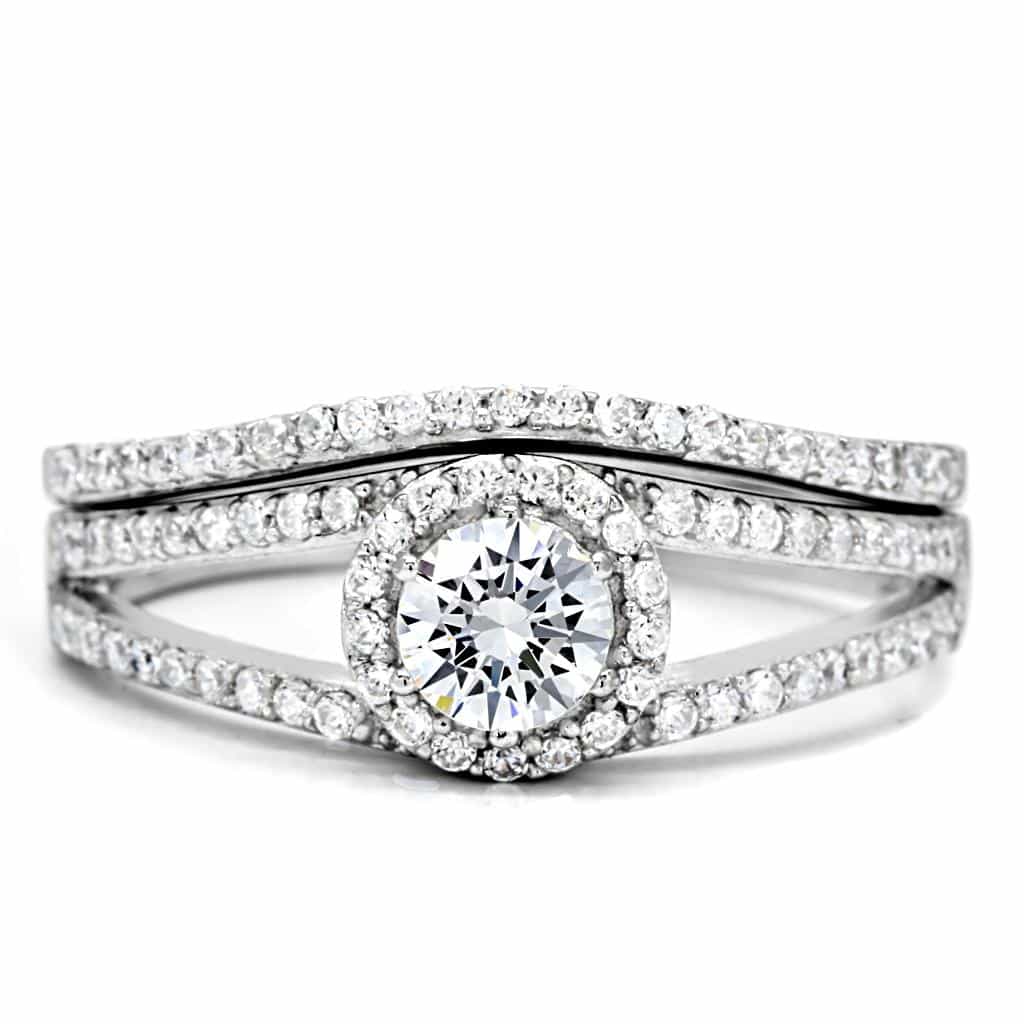 Sterling Silver CZ Round Twisted Pave Thin Ring view 8