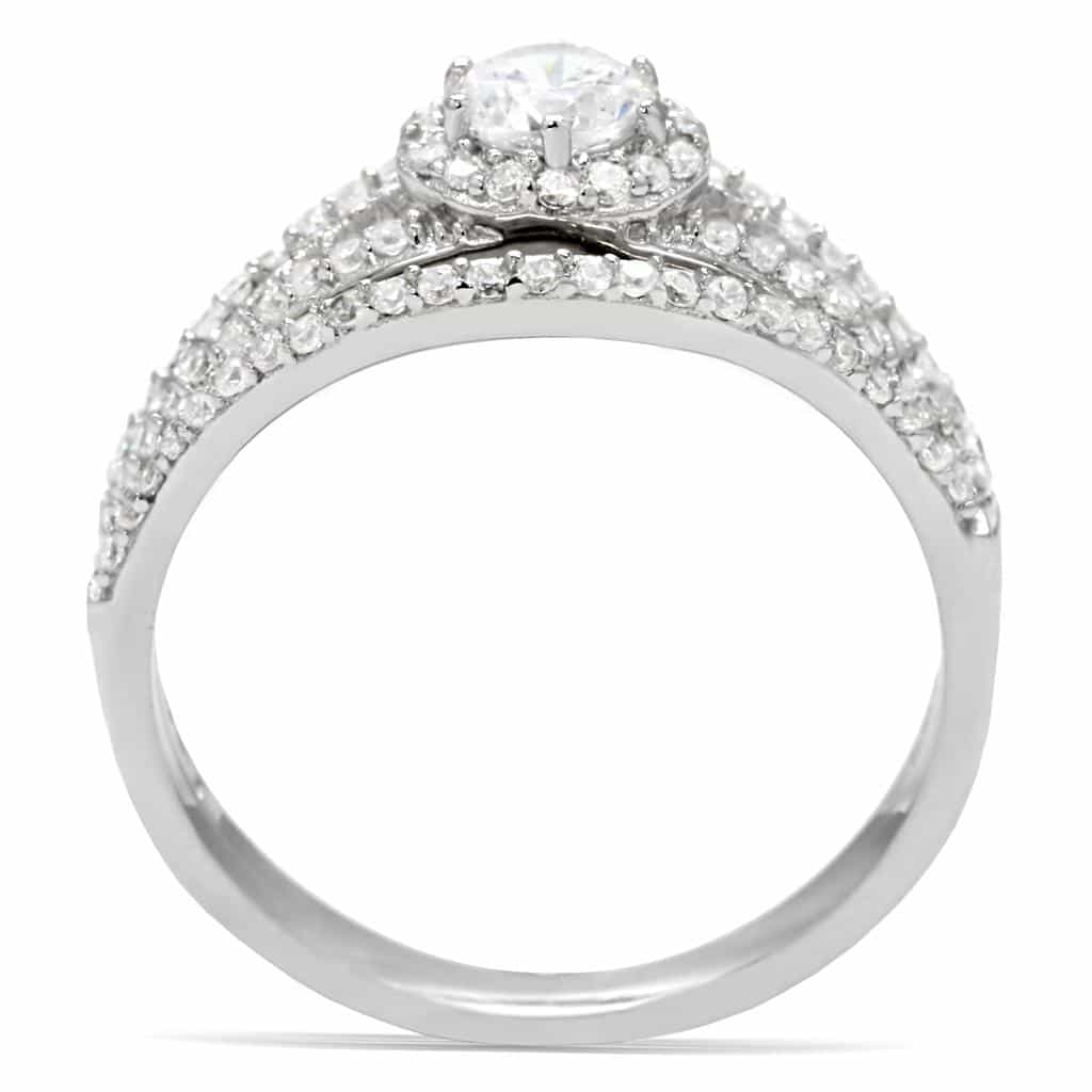 Sterling Silver CZ Round Twisted Pave Thin Ring view 9
