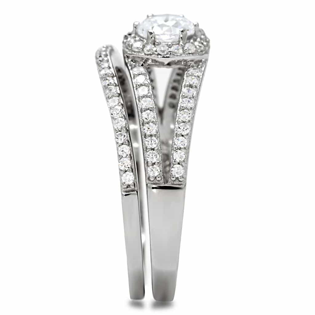 Sterling Silver CZ Round Twisted Pave Thin Ring view 10