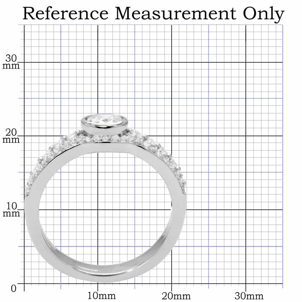 Sterling Silver CZ Round Bezel Solitaire Pave Ring view 7