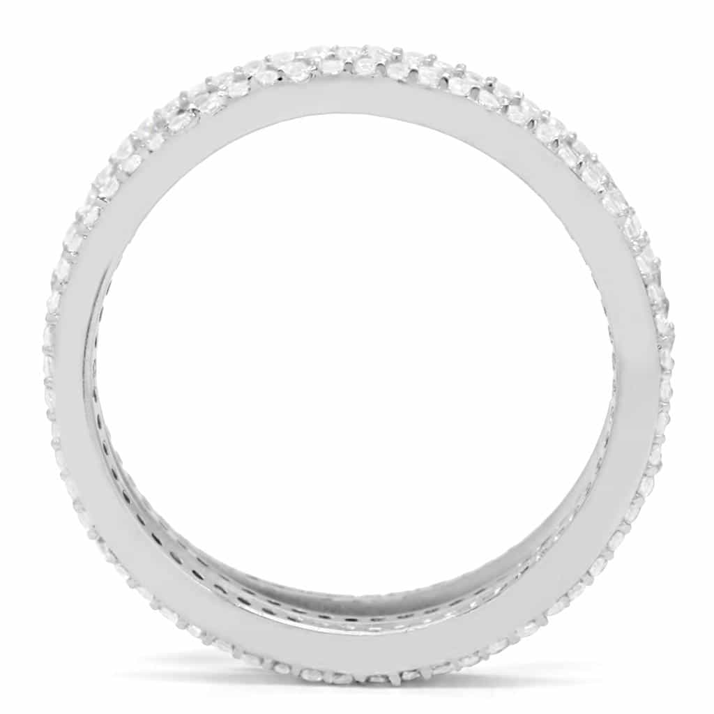 Sterling Silver CZ Pave Channel Eternity Wide Ring view 4