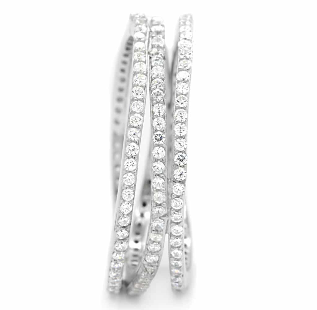 Sterling Silver CZ Pave Channel Eternity Wide Ring view 10