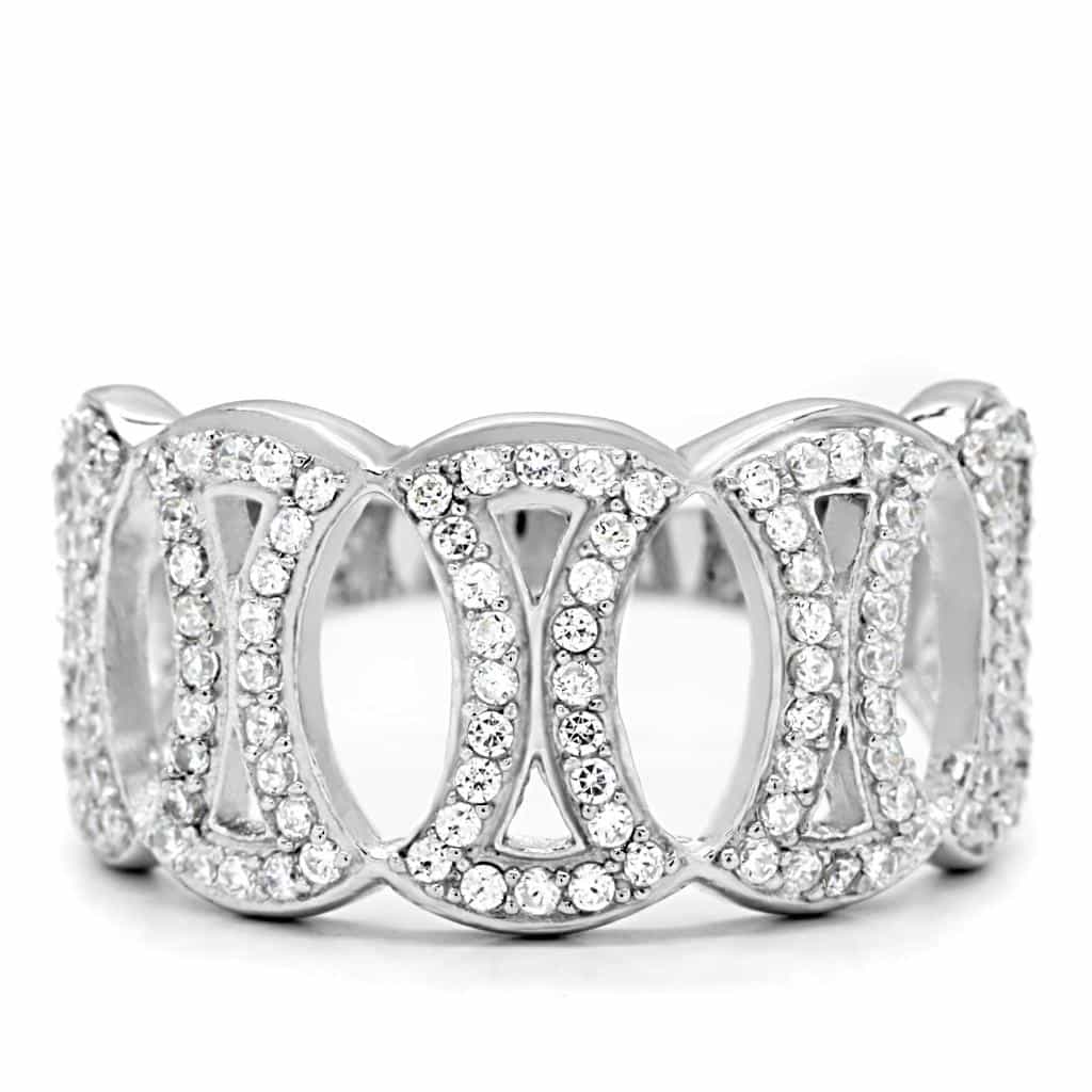 Sterling Silver CZ Infinity Circle Open Wide Ring view 8