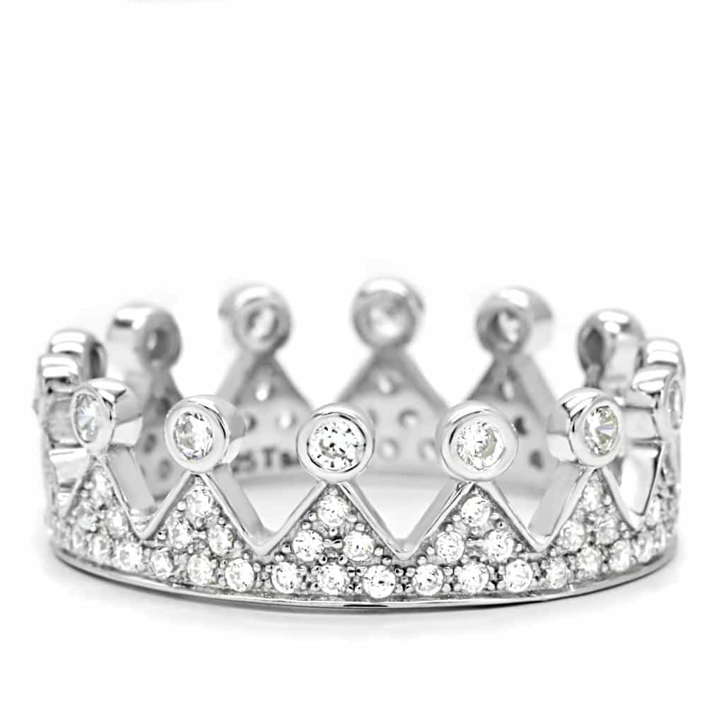 Sterling Silver CZ Crown Tiara Ring | The Stainless Jewelry view 8