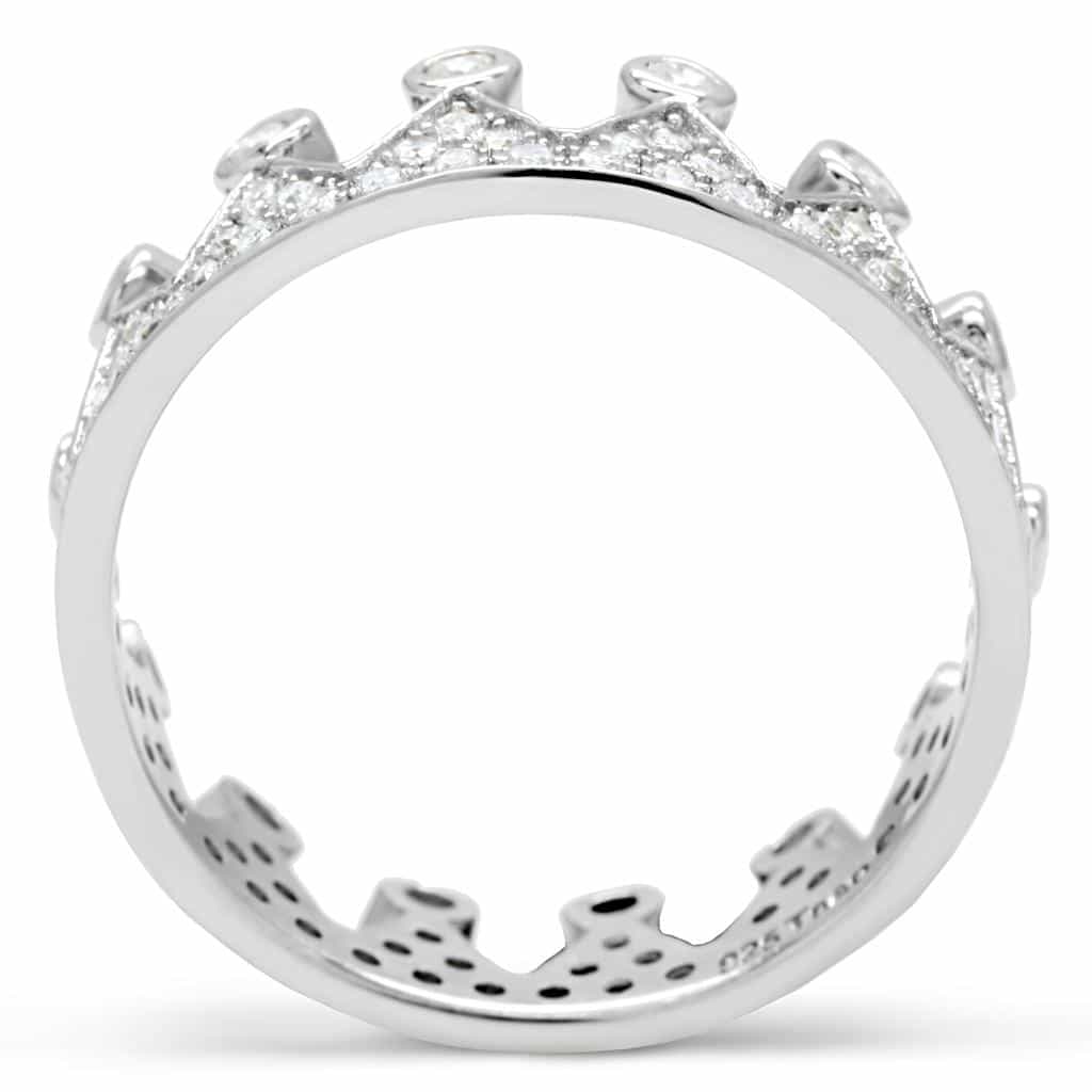 Sterling Silver CZ Crown Tiara Ring | The Stainless Jewelry view 9