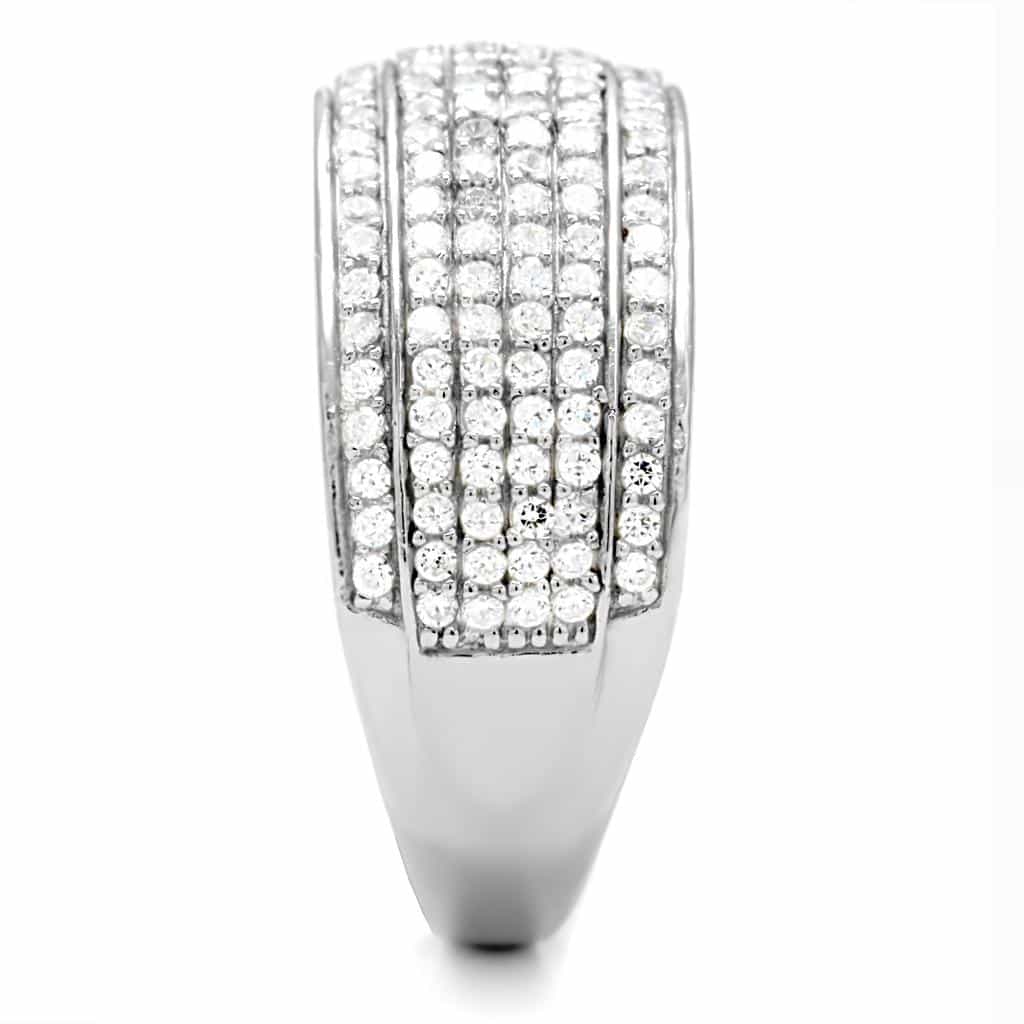 Sterling Silver CZ Multi Row Pave Wide Cushion Ring view 5